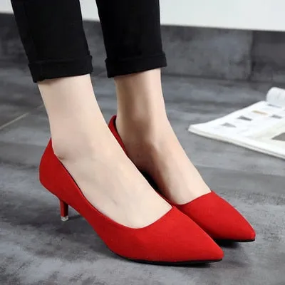2019 Autumn New Simple Elegant High Heels Stiletto Womens Shoes Pointed Black Etiquette Professional Single Shoes Wedding Shoes