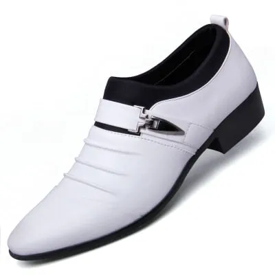 2020 Summer Black Brown White Men Leather Shoes Mens Pointed Toe Dress Shoes High Quality Formal Slip On Hollow Out Sandals Man