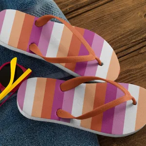 65 MCMLXV LGBT Lesbian Pride Sunset Flag Adult Flip Flops
