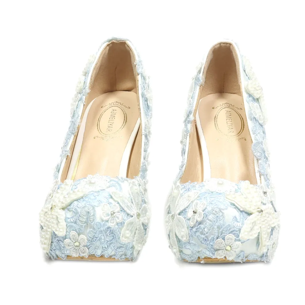 Aimeliyar High-Heel Shoes Sequins Blue Colour For Women