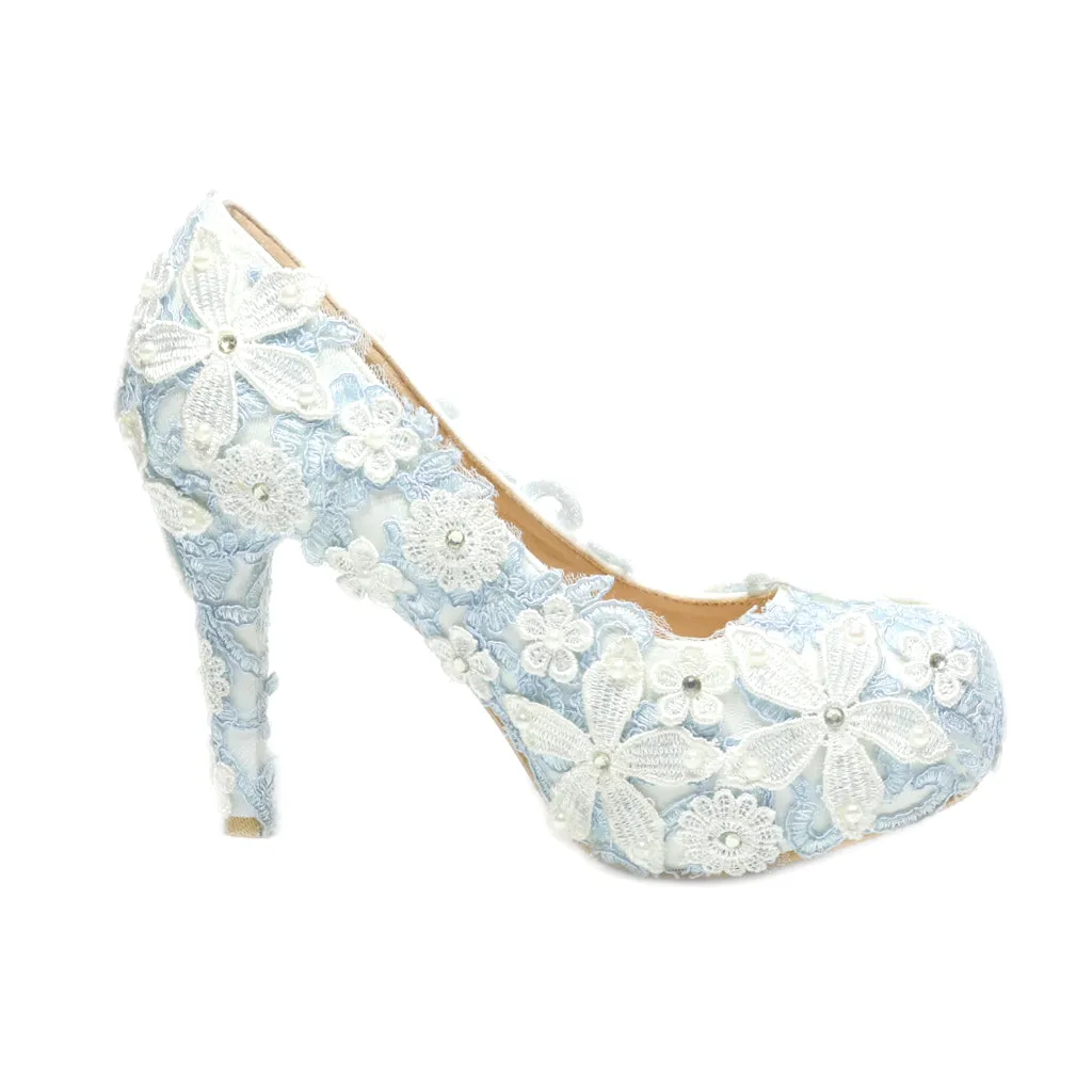Aimeliyar High-Heel Shoes Sequins Blue Colour For Women