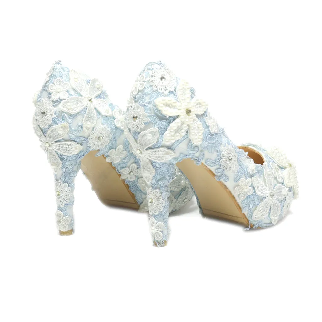 Aimeliyar High-Heel Shoes Sequins Blue Colour For Women