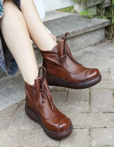 Ankle Lace-up Comfortable Winter Wedge Boots
