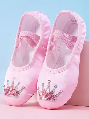 Ballet Dance Soft Sole Shoes Sequin Crown Exercise Shoes