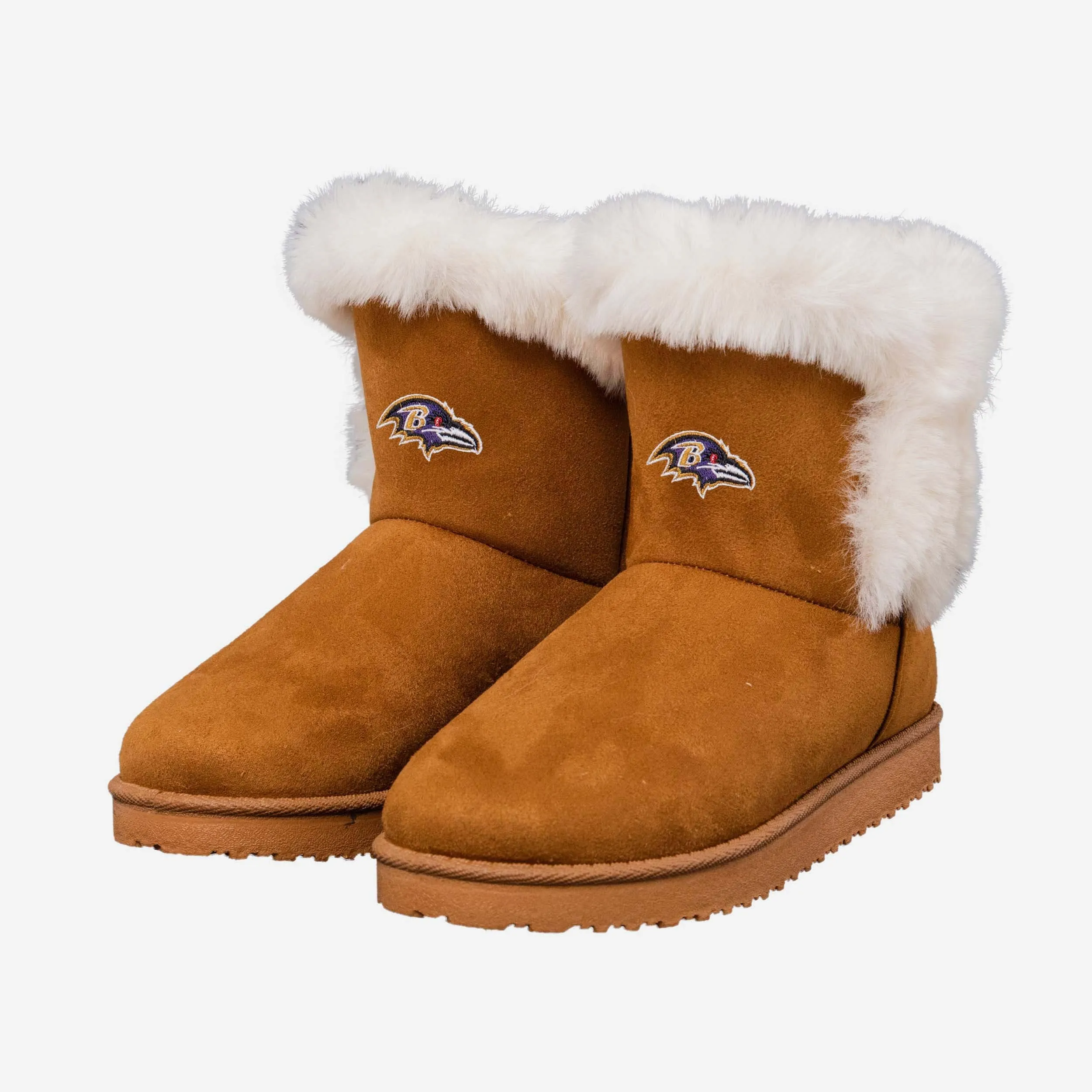 Baltimore Ravens Womens White Fur Boot