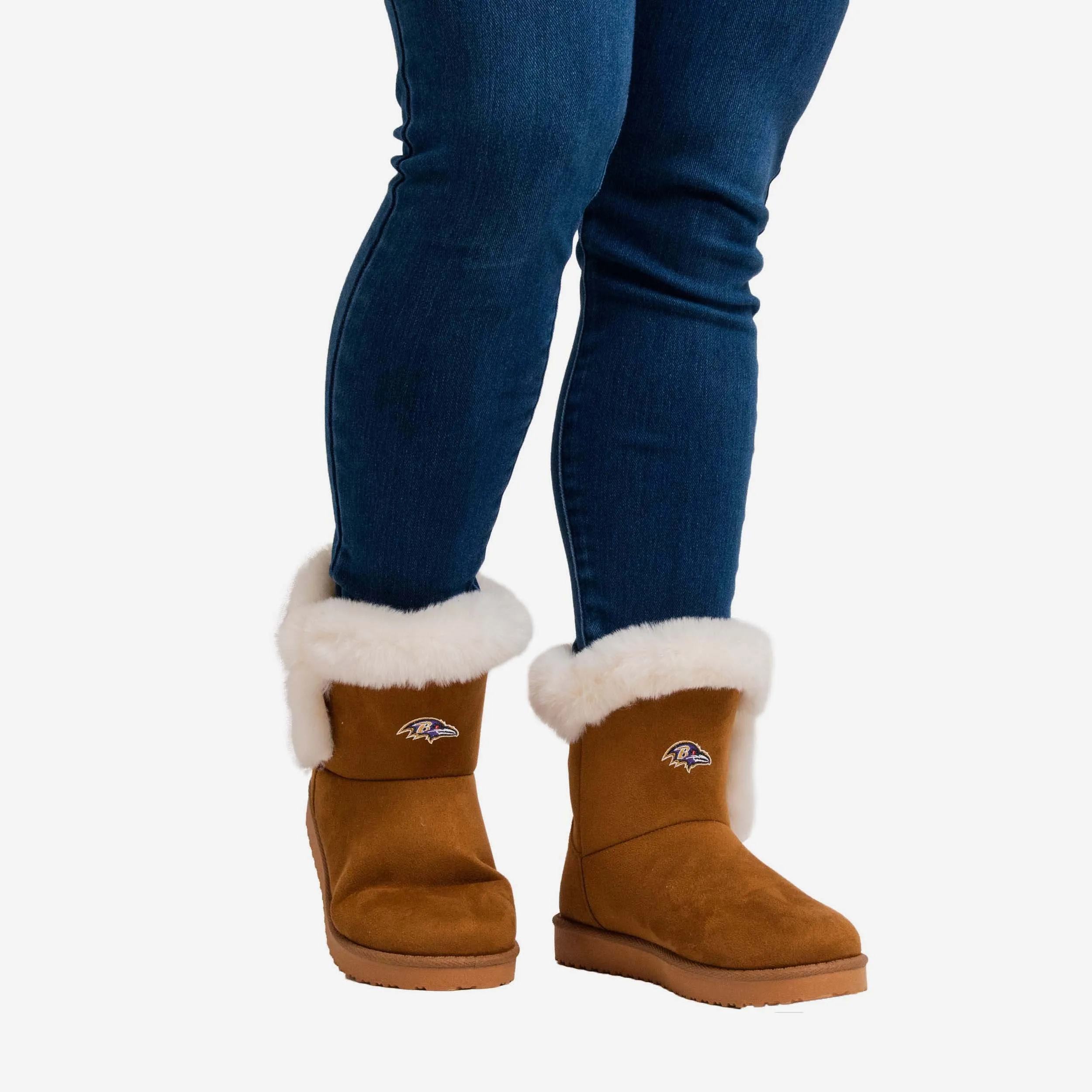 Baltimore Ravens Womens White Fur Boot