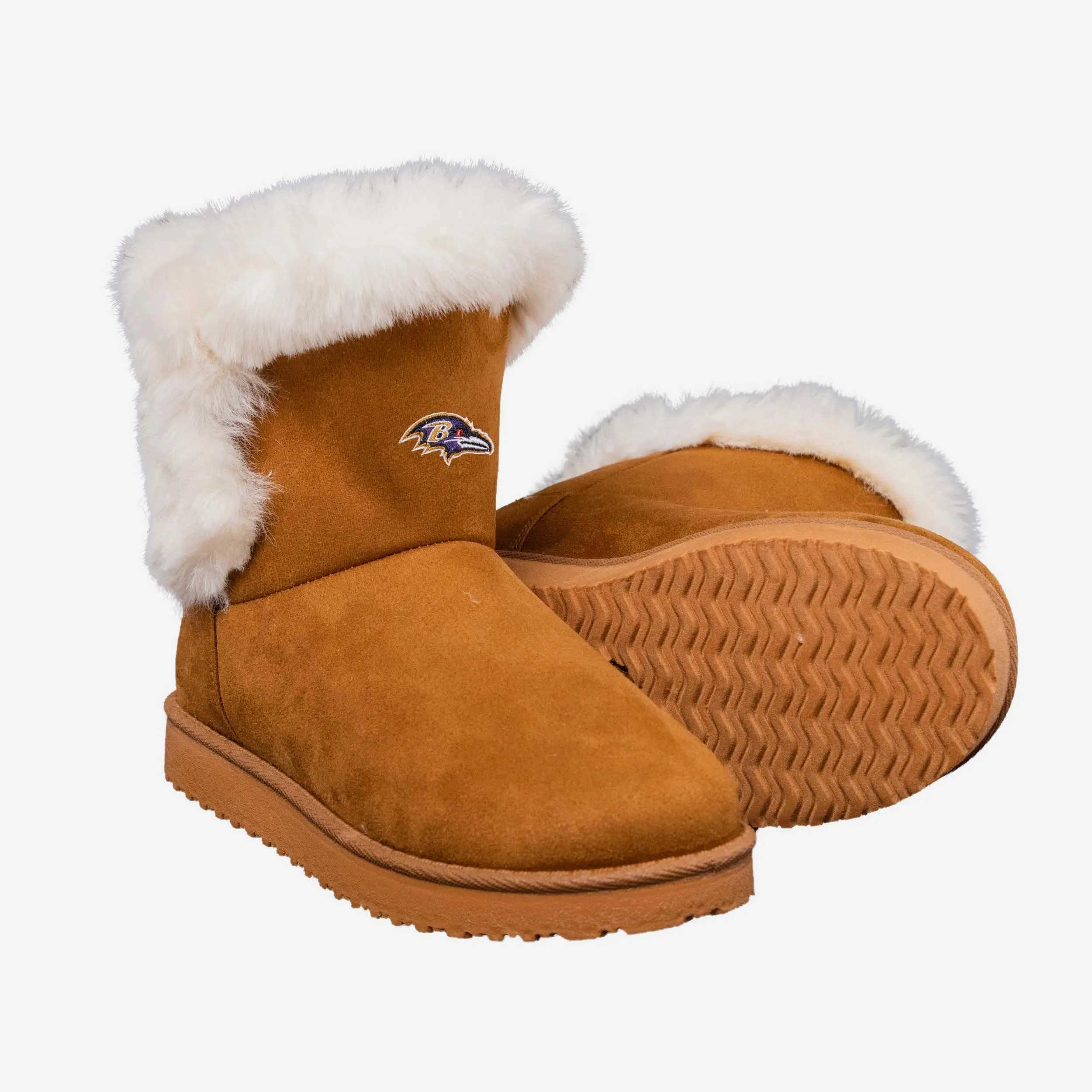 Baltimore Ravens Womens White Fur Boot