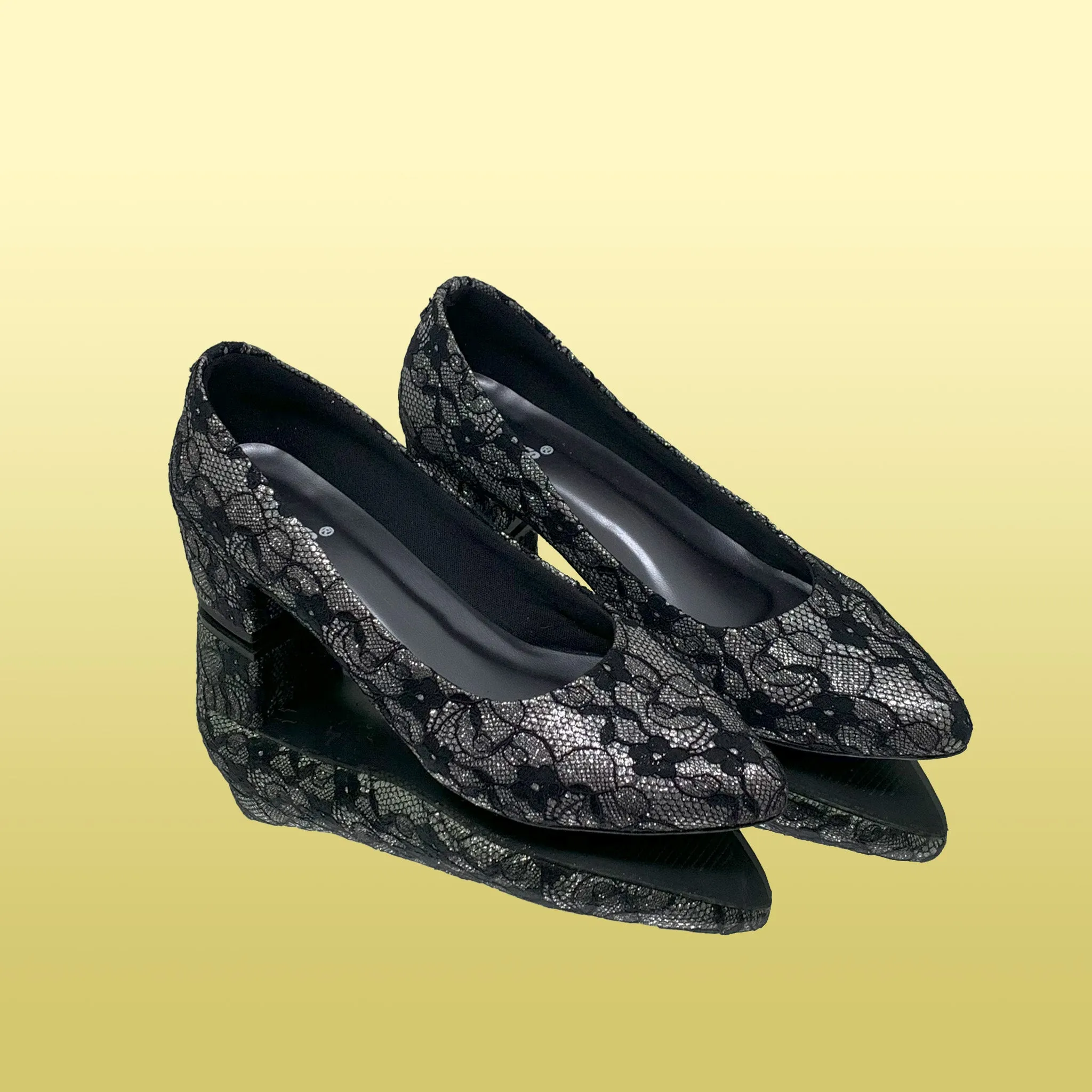 Black Lace Block Heels