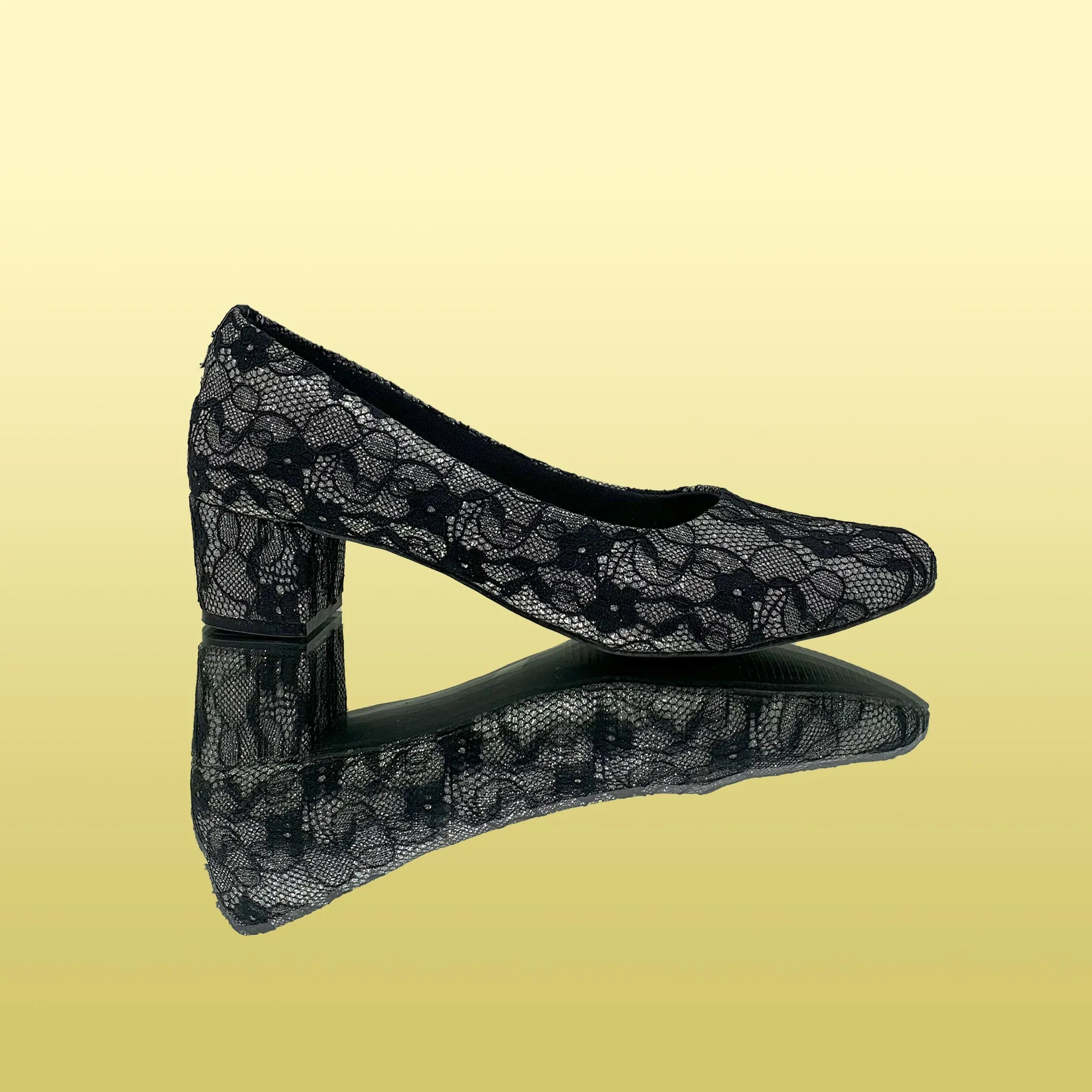 Black Lace Block Heels