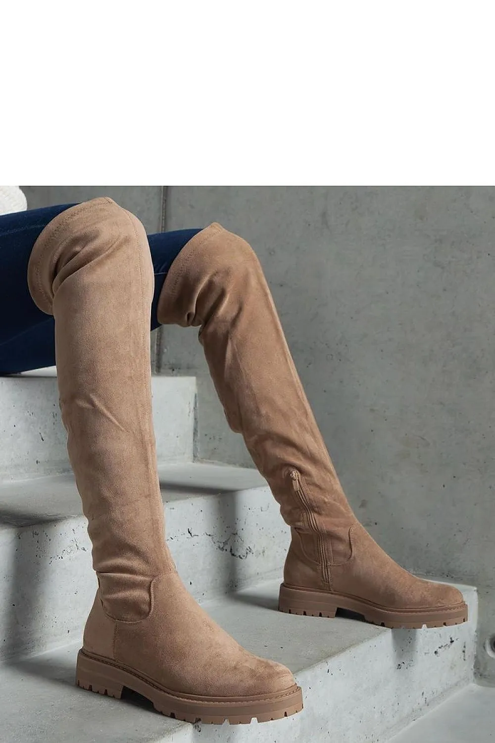 Black long flat sole boots