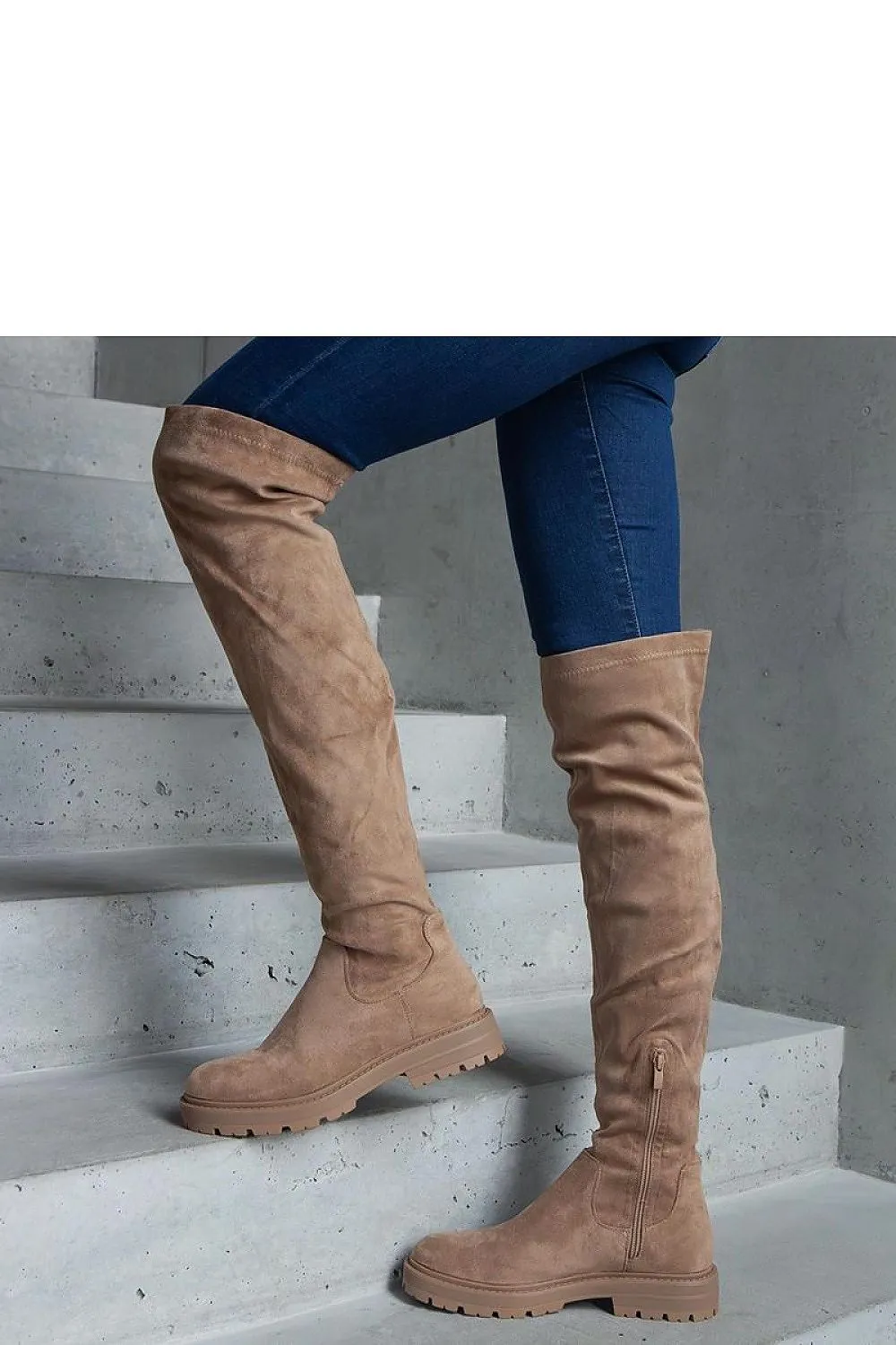 Black long flat sole boots