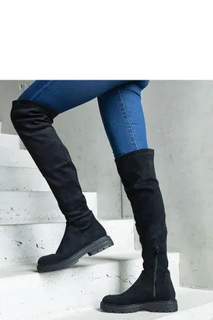 Black long flat sole boots