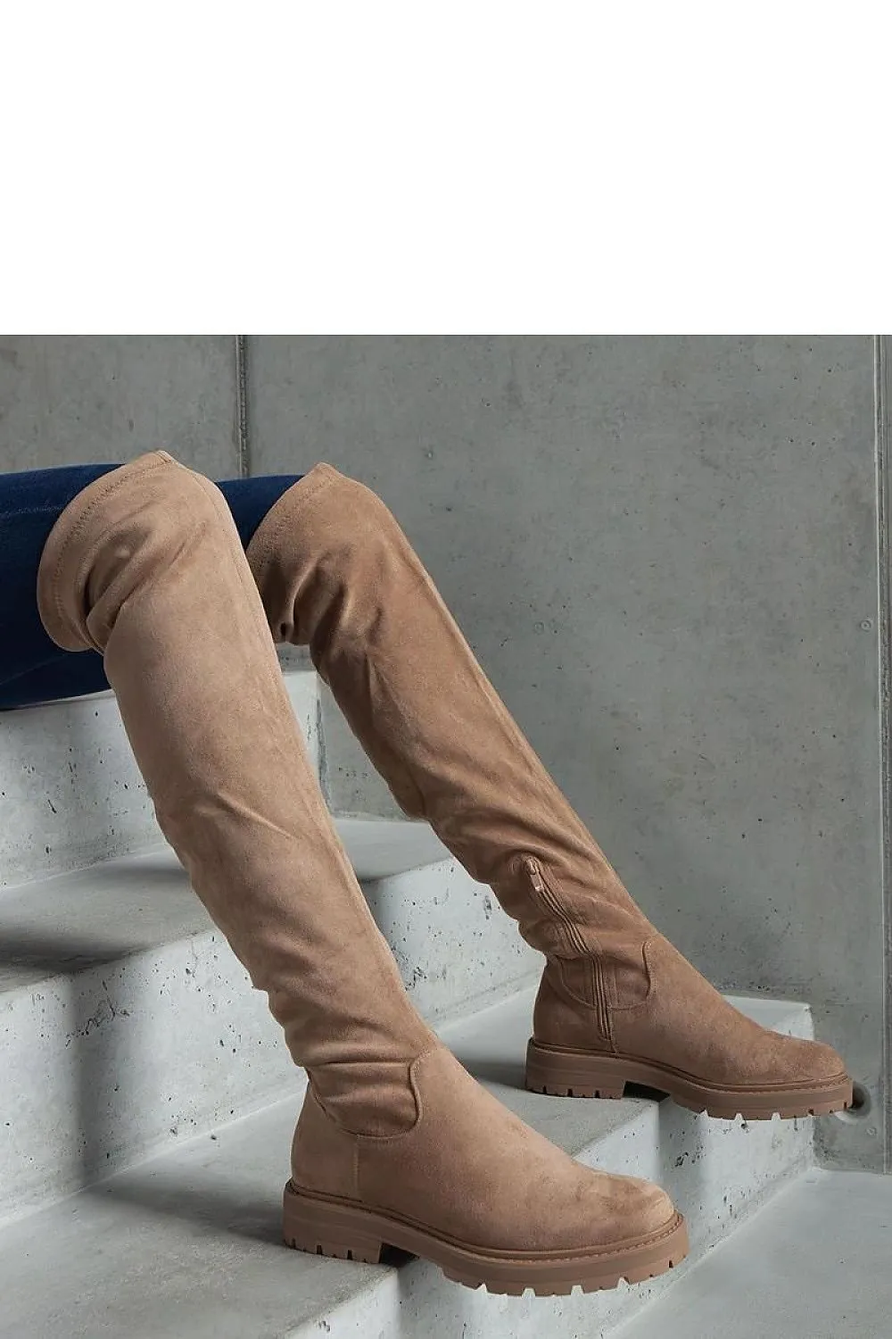 Black long flat sole boots