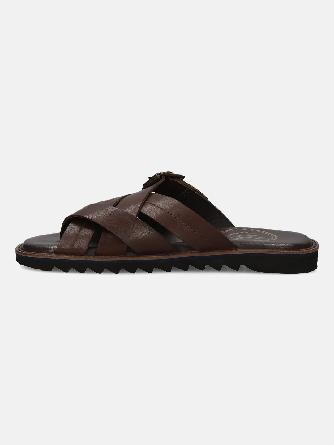 bugatti Dark Brown Cross Strap Sandals