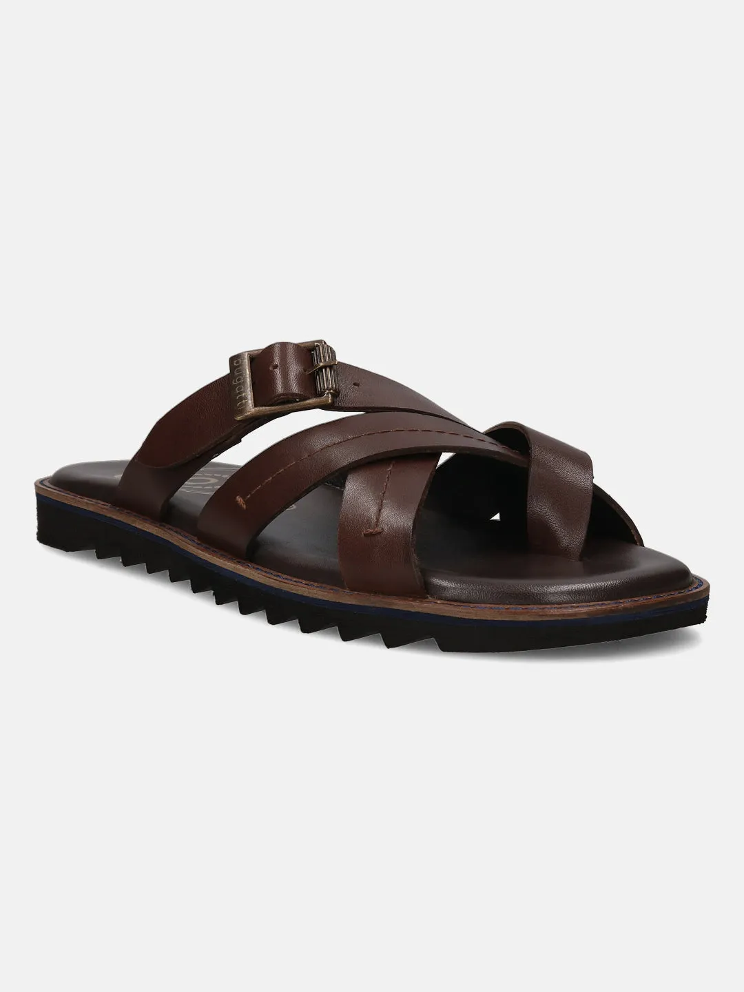 bugatti Dark Brown Cross Strap Sandals