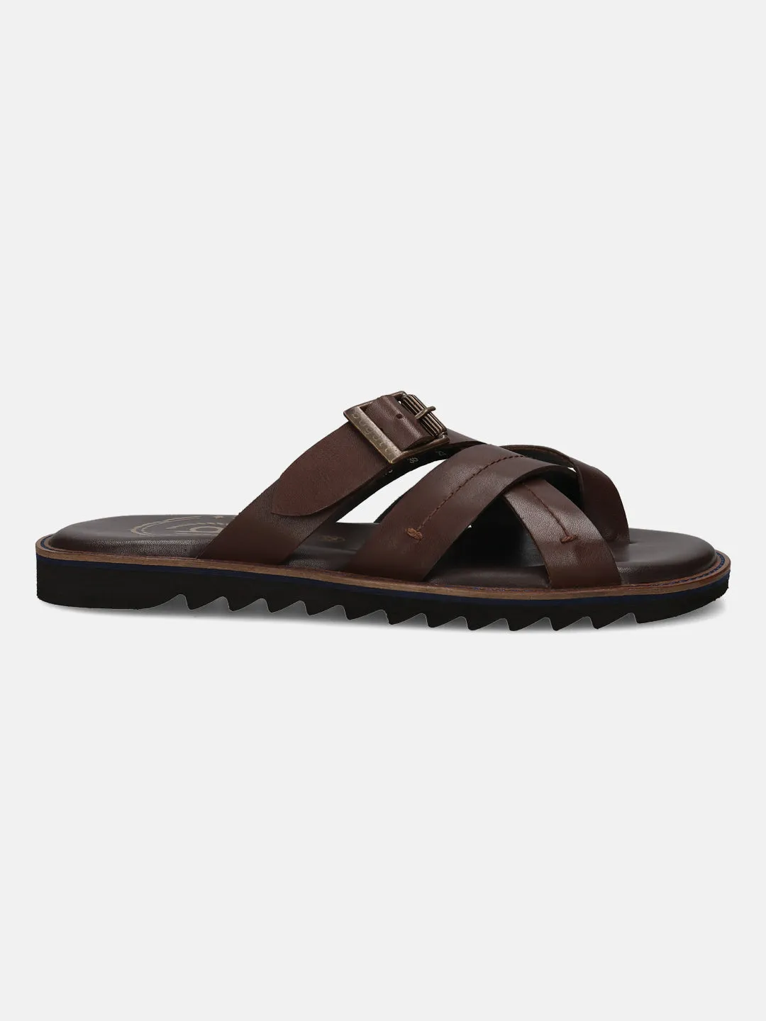 bugatti Dark Brown Cross Strap Sandals