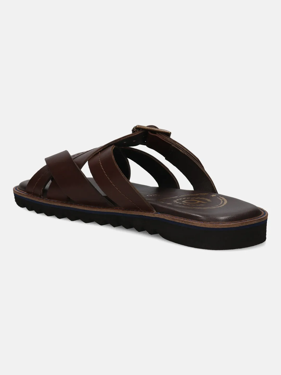 bugatti Dark Brown Cross Strap Sandals