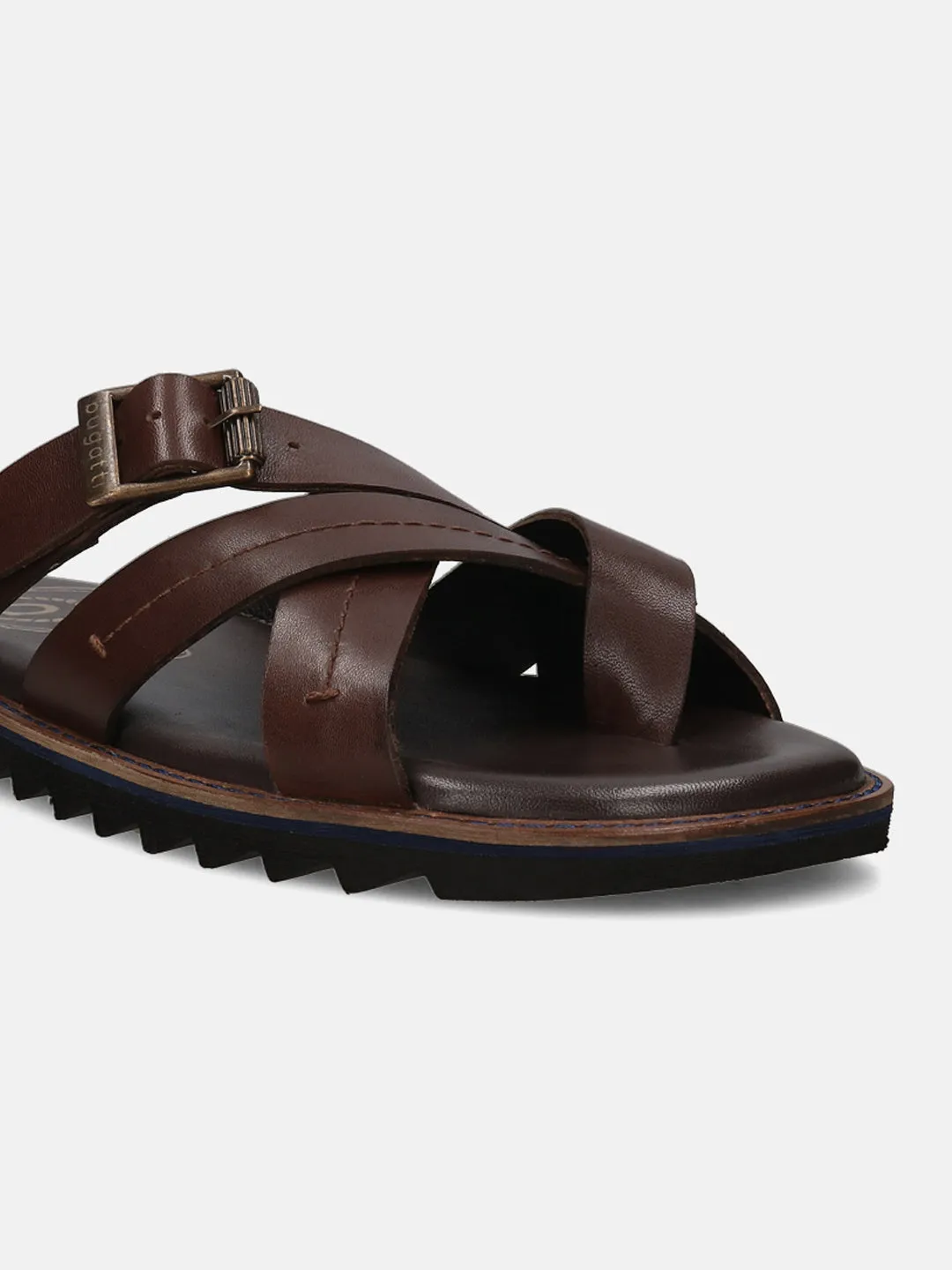 bugatti Dark Brown Cross Strap Sandals