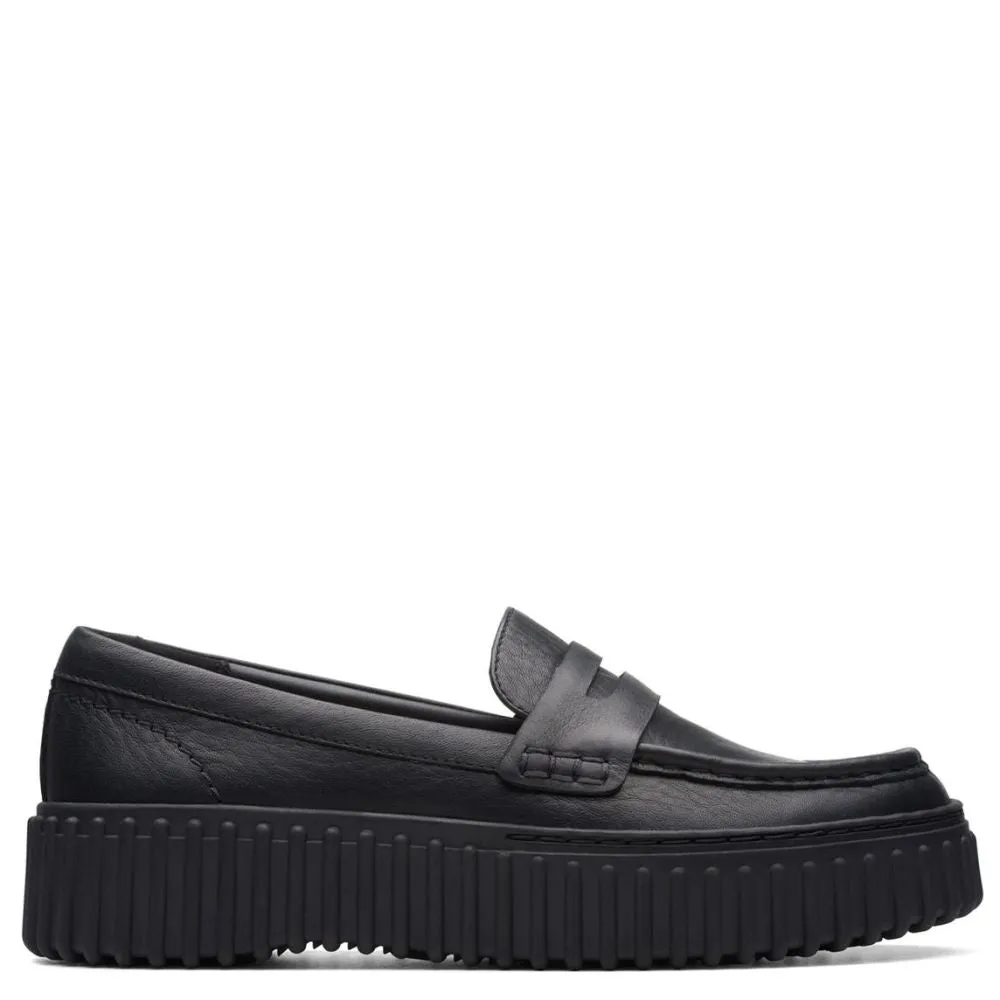 Clarks Women's Torhill Penny in Black Leather