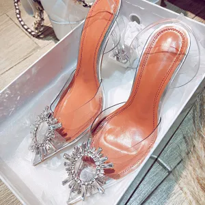 Elegant Pointed Toe Rhinestone High Heels