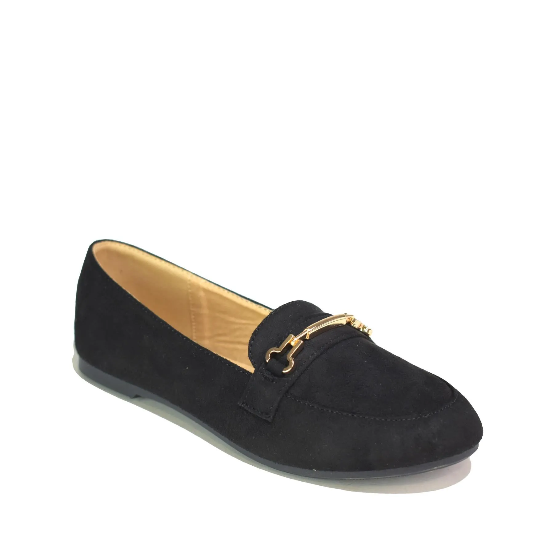 Gold Horsebit Pump Black Microfibre