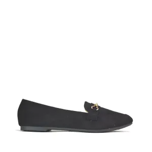 Gold Horsebit Pump Black Microfibre