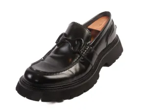 Intensi Black Chunky Horsebit Loafers