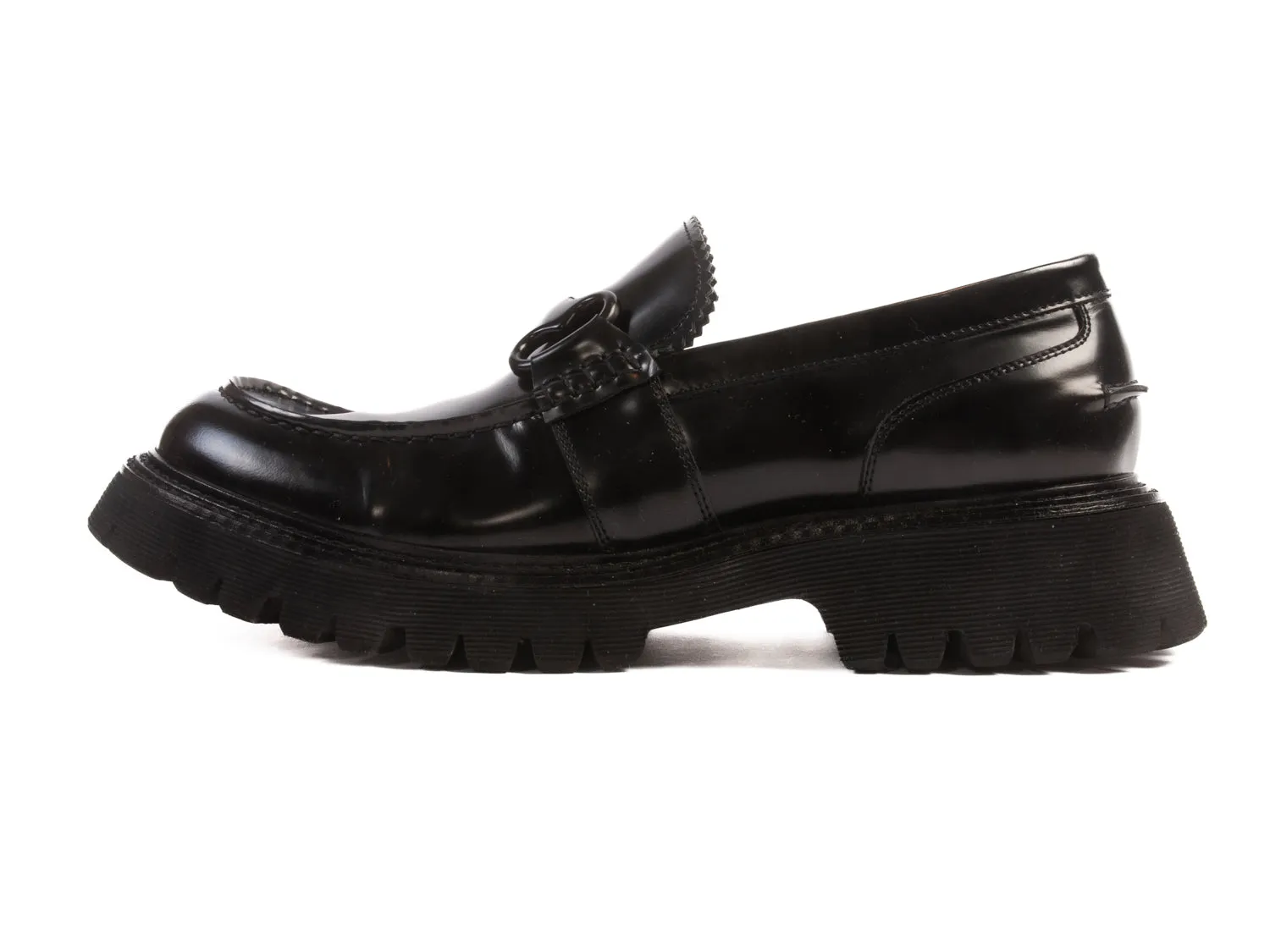 Intensi Black Chunky Horsebit Loafers