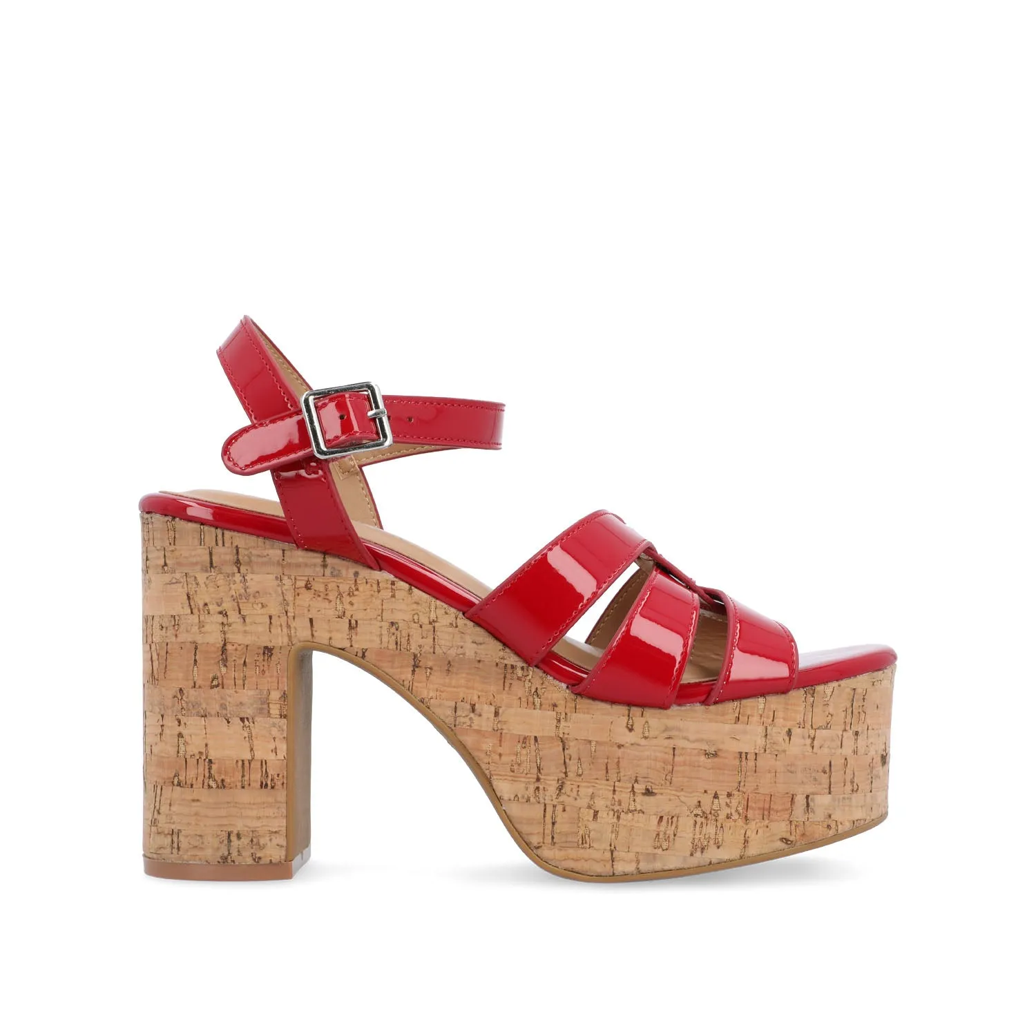 JANIA BLOCK HEELED SANDALS IN PATENT