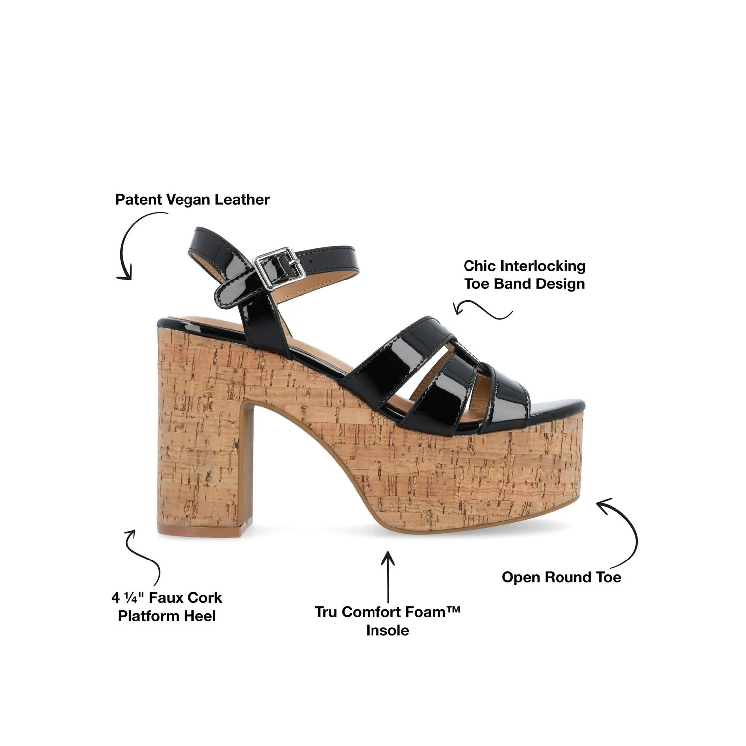JANIA BLOCK HEELED SANDALS IN PATENT