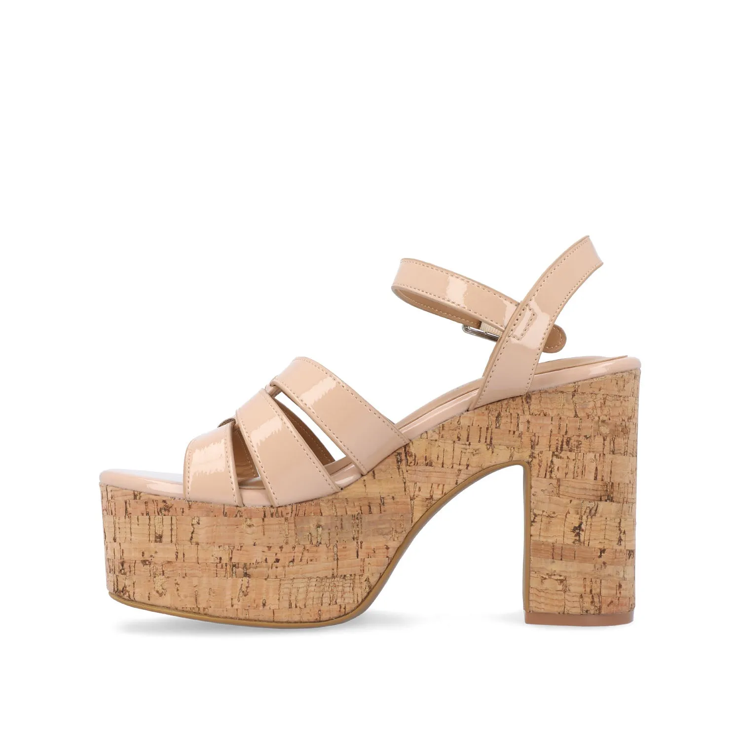 JANIA BLOCK HEELED SANDALS IN PATENT