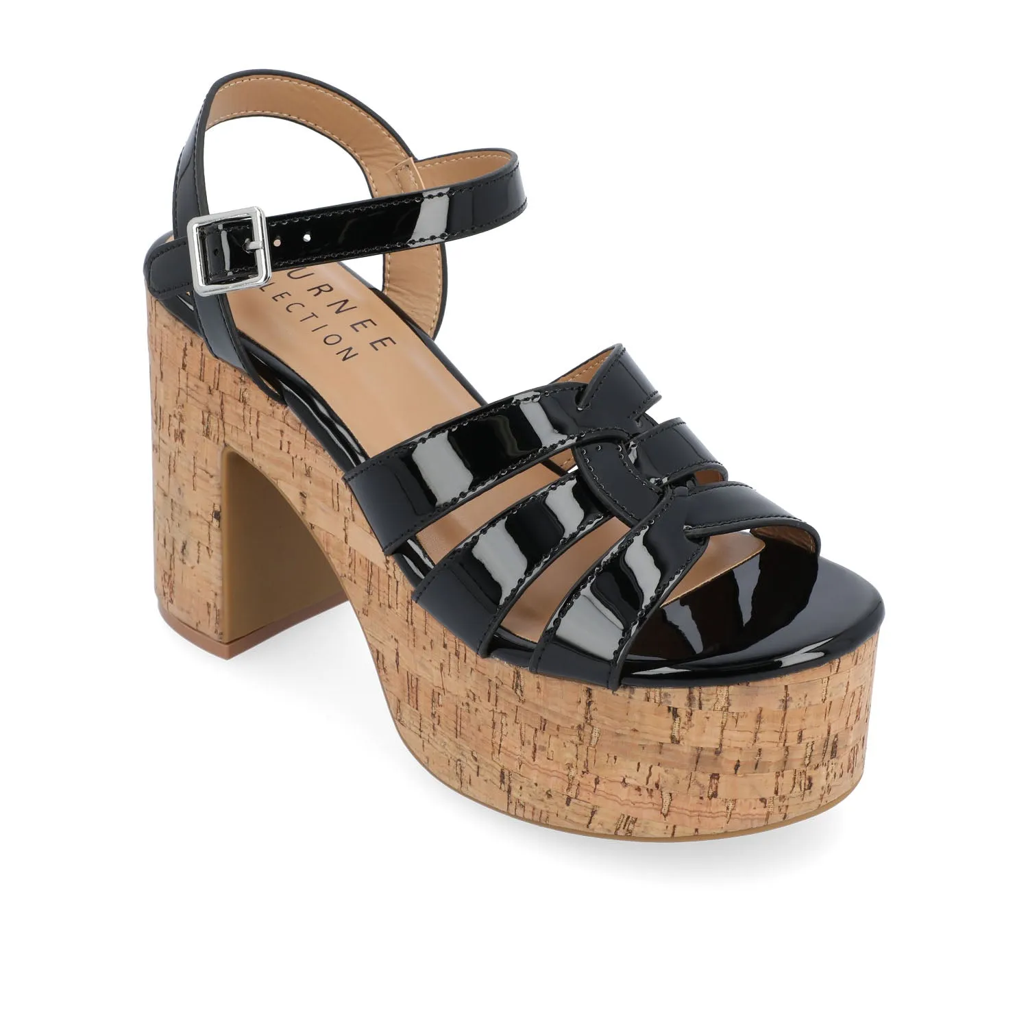 JANIA BLOCK HEELED SANDALS IN PATENT
