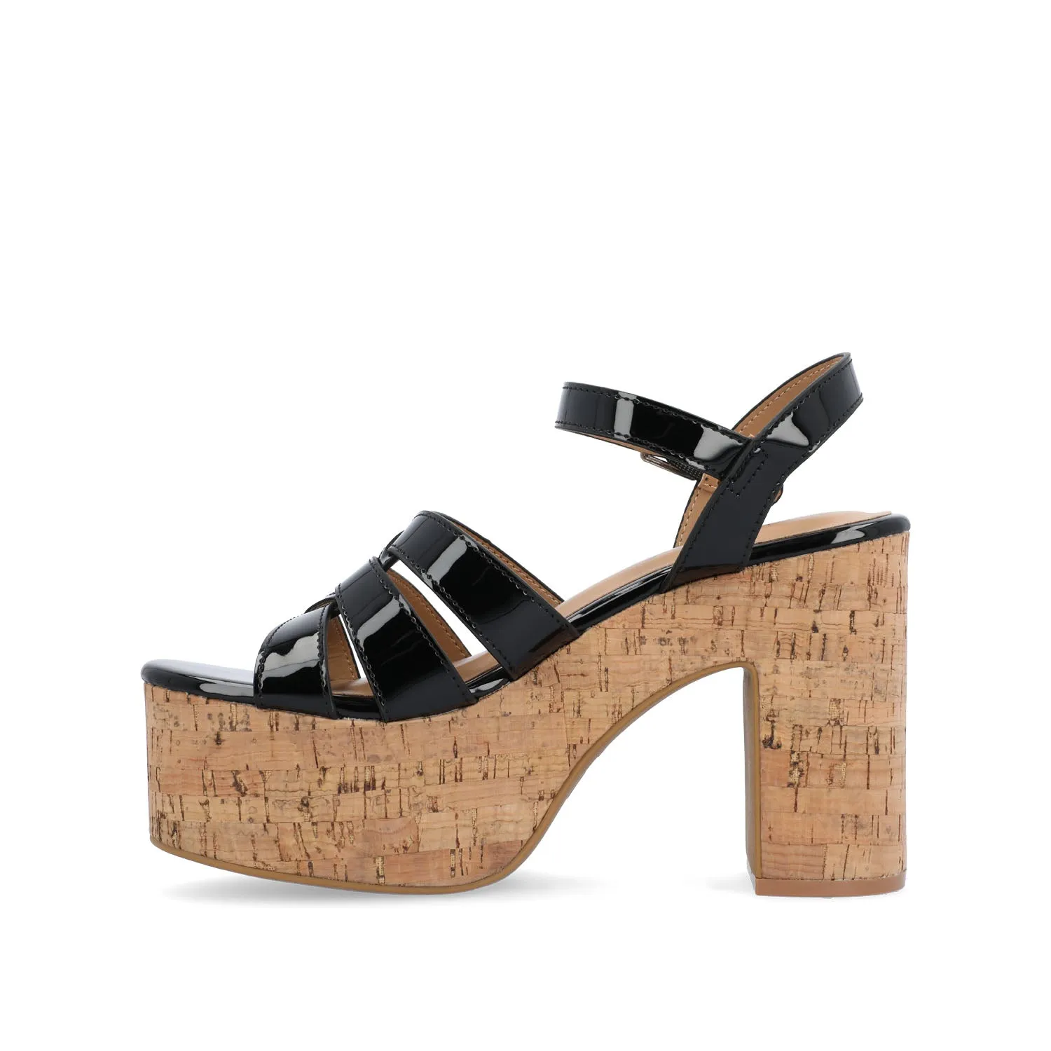 JANIA BLOCK HEELED SANDALS IN PATENT