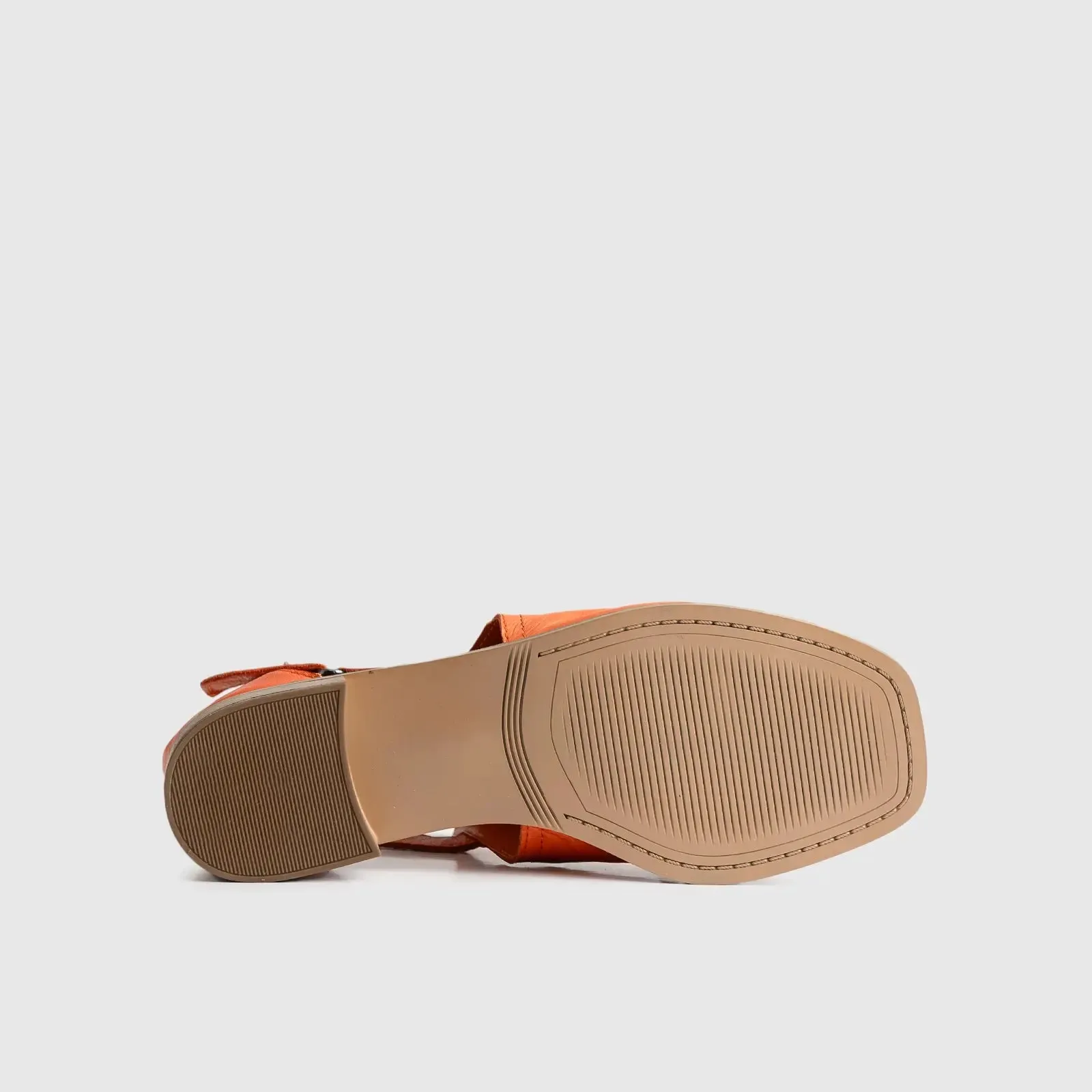 Leather Comfort Block Heel Sandal Orange 8821