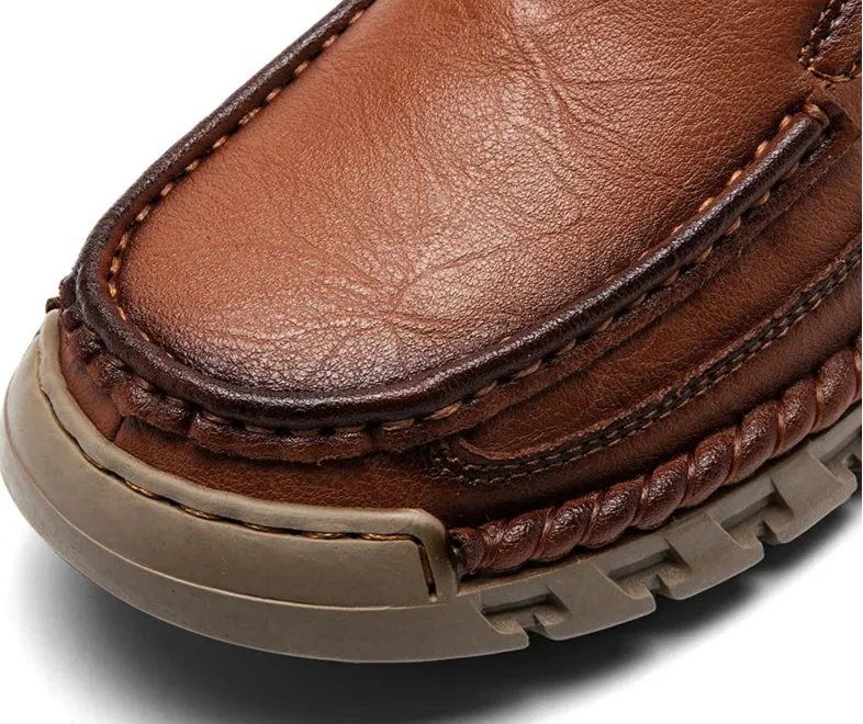 Men's Genuine Split Leather Comfortable Retro Loafer Shoes