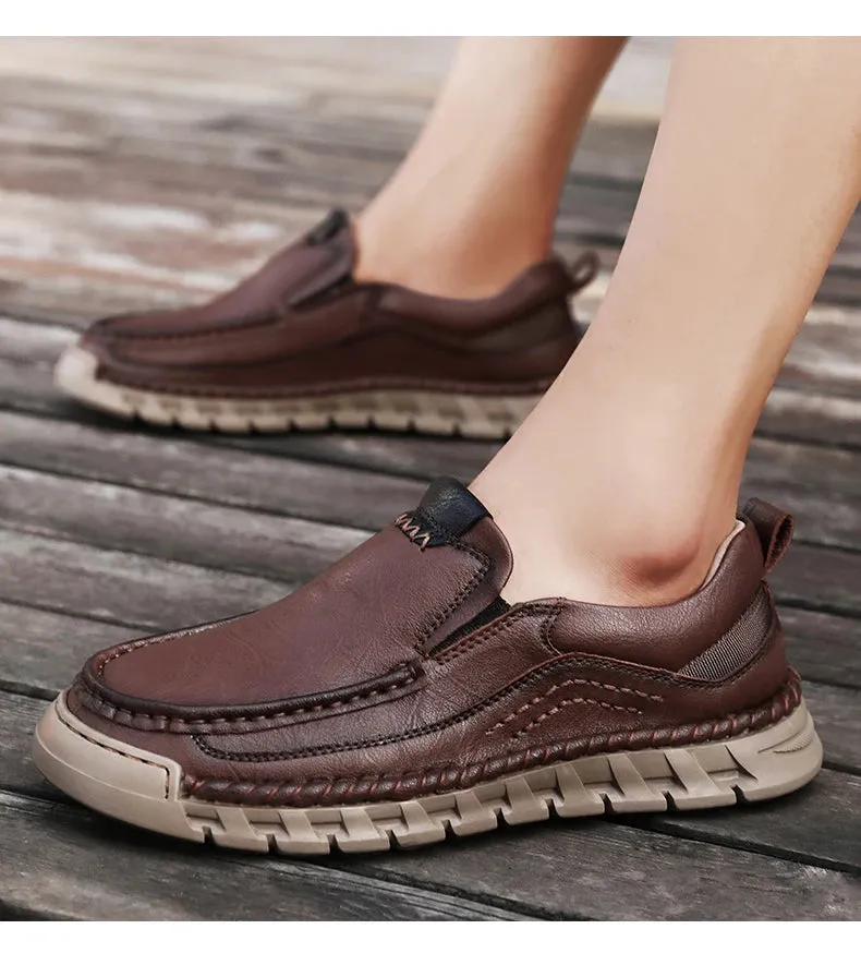 Men's Genuine Split Leather Comfortable Retro Loafer Shoes