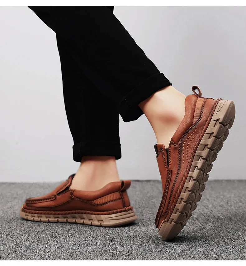 Men's Genuine Split Leather Comfortable Retro Loafer Shoes