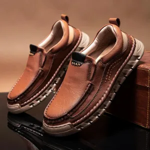 Men's Genuine Split Leather Comfortable Retro Loafer Shoes