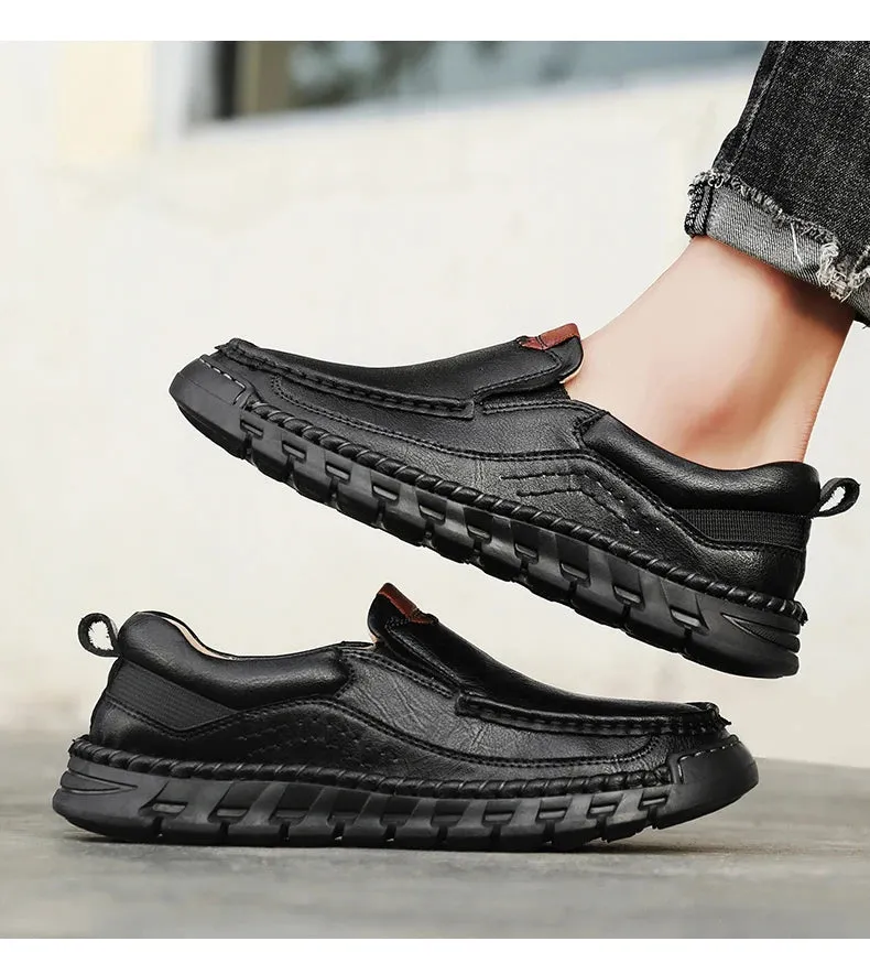 Men's Genuine Split Leather Comfortable Retro Loafer Shoes