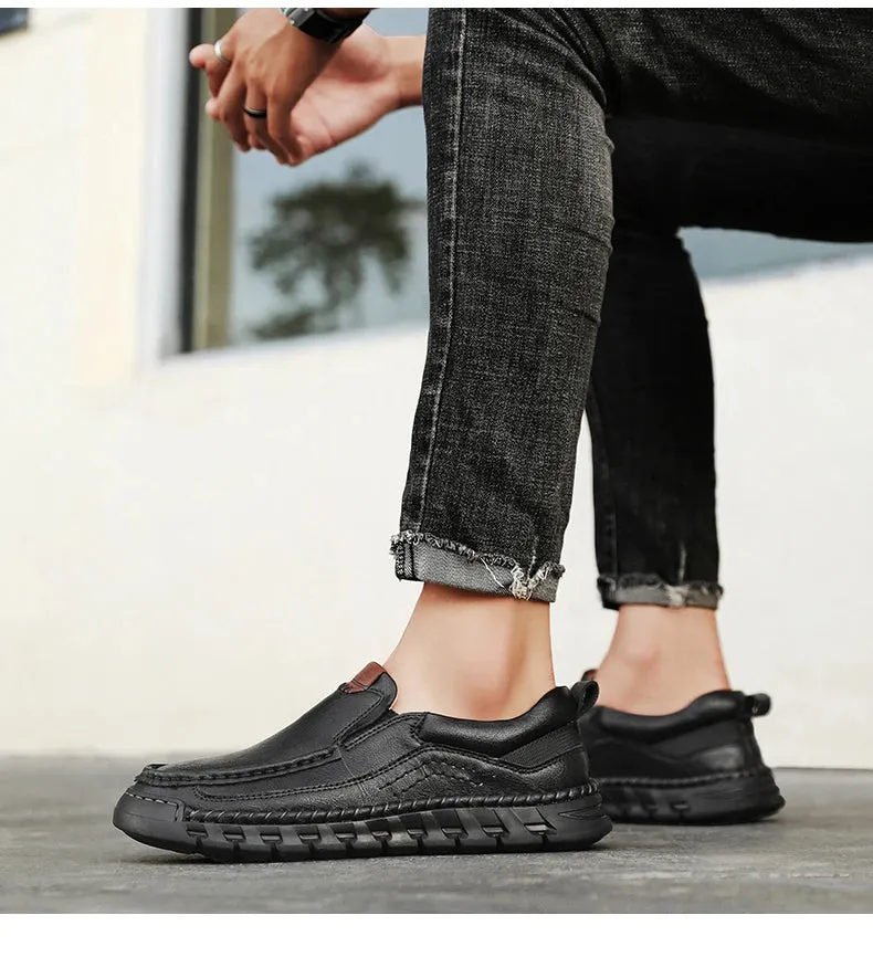 Men's Genuine Split Leather Comfortable Retro Loafer Shoes