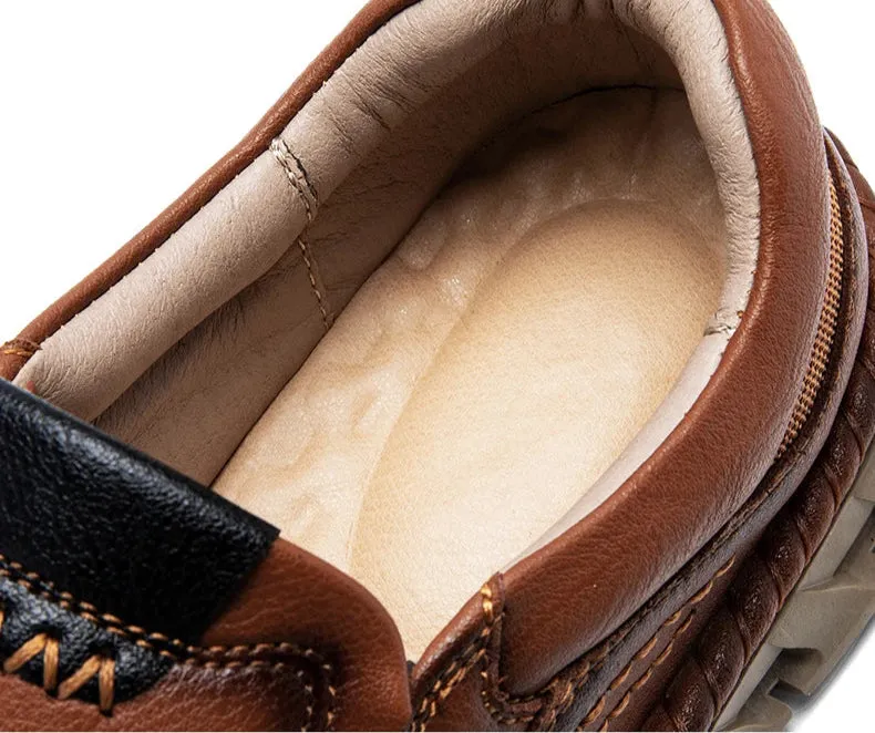 Men's Genuine Split Leather Comfortable Retro Loafer Shoes