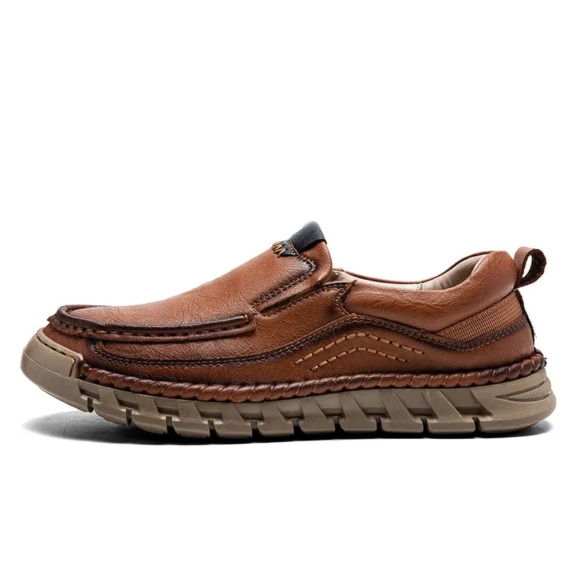 Men's Genuine Split Leather Comfortable Retro Loafer Shoes