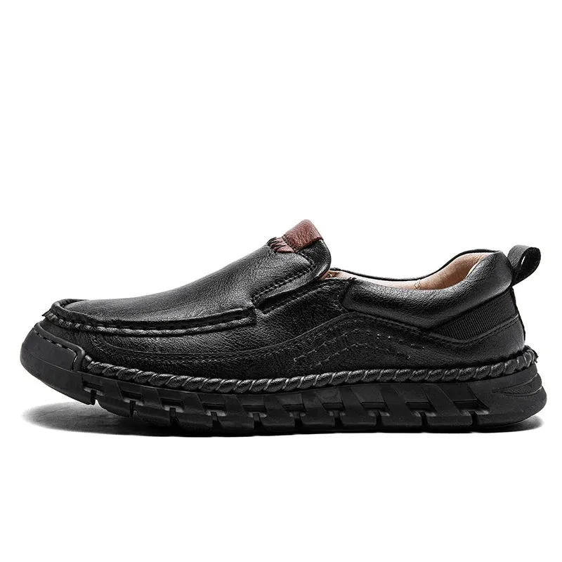 Men's Genuine Split Leather Comfortable Retro Loafer Shoes