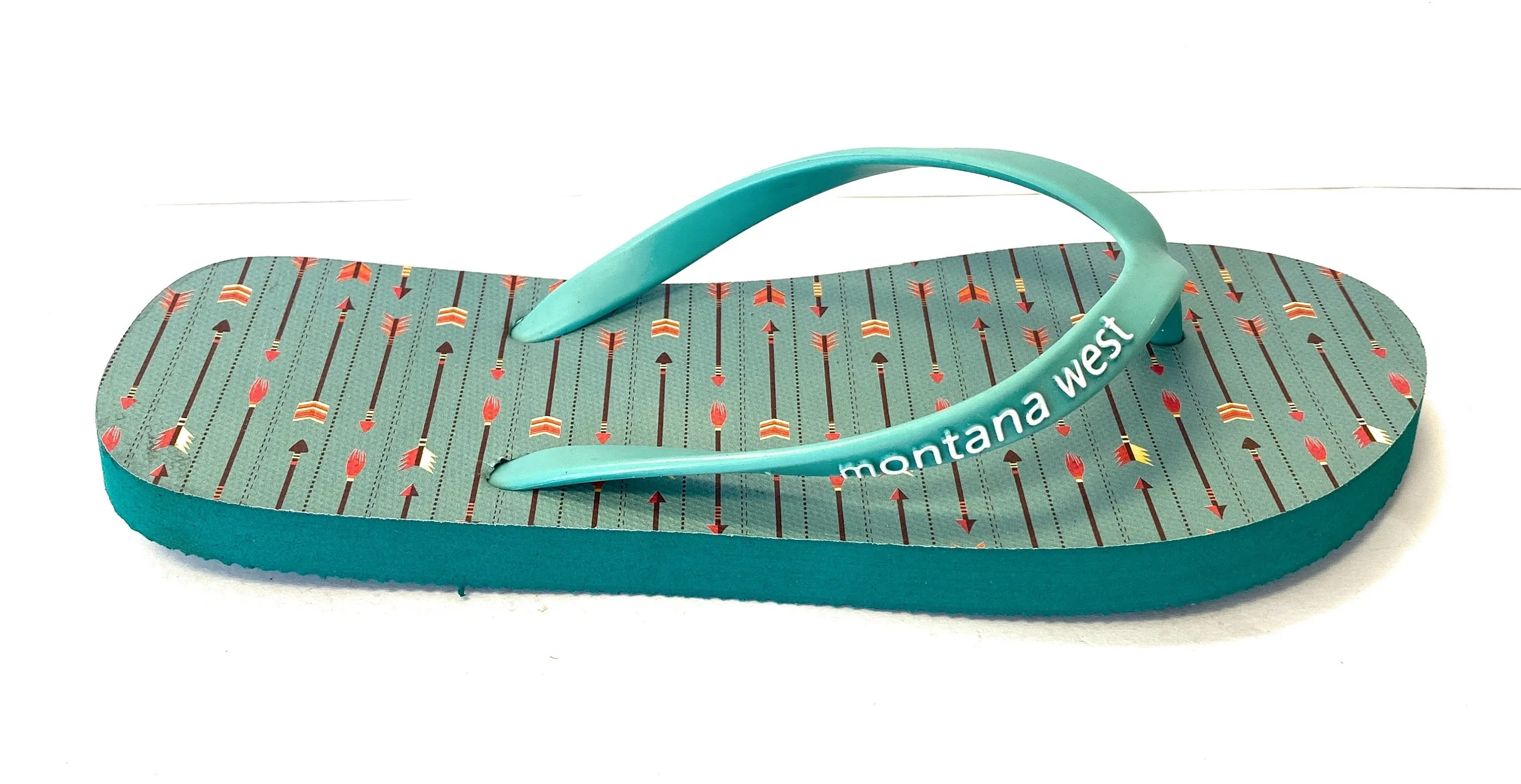 Montana West Turquoise Arrow Flip Flops