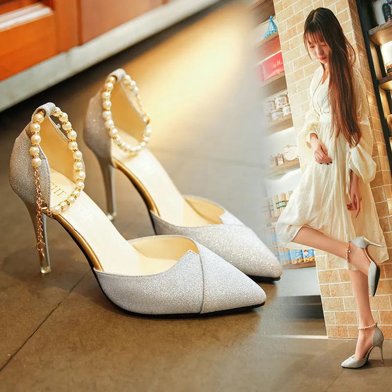 Pearl Bead High Heels - Dazzling Party Pumps