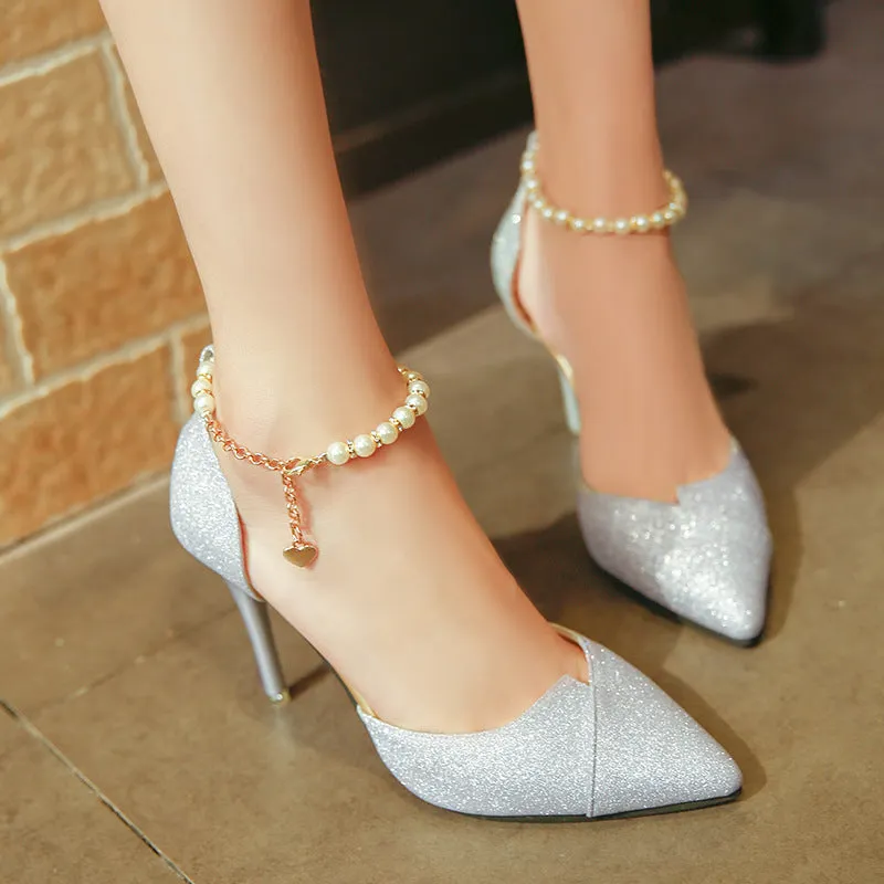 Pearl Bead High Heels - Dazzling Party Pumps