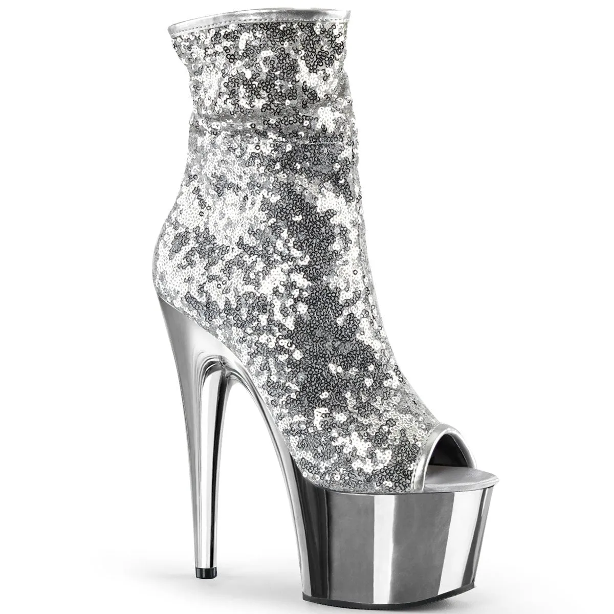 Pleaser Adore 1008SQ Womens 7" Heel, Platform Peep-Toe Ankle Boots
