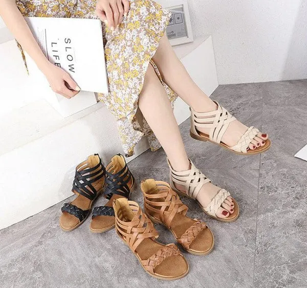 SIKETU | Flat-heeled Braided Gladiator Sandals Comfortable Shoes