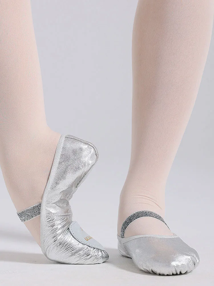 Silver Soft Sole Leather Training Shoes Cat Claw Ballet Shoes