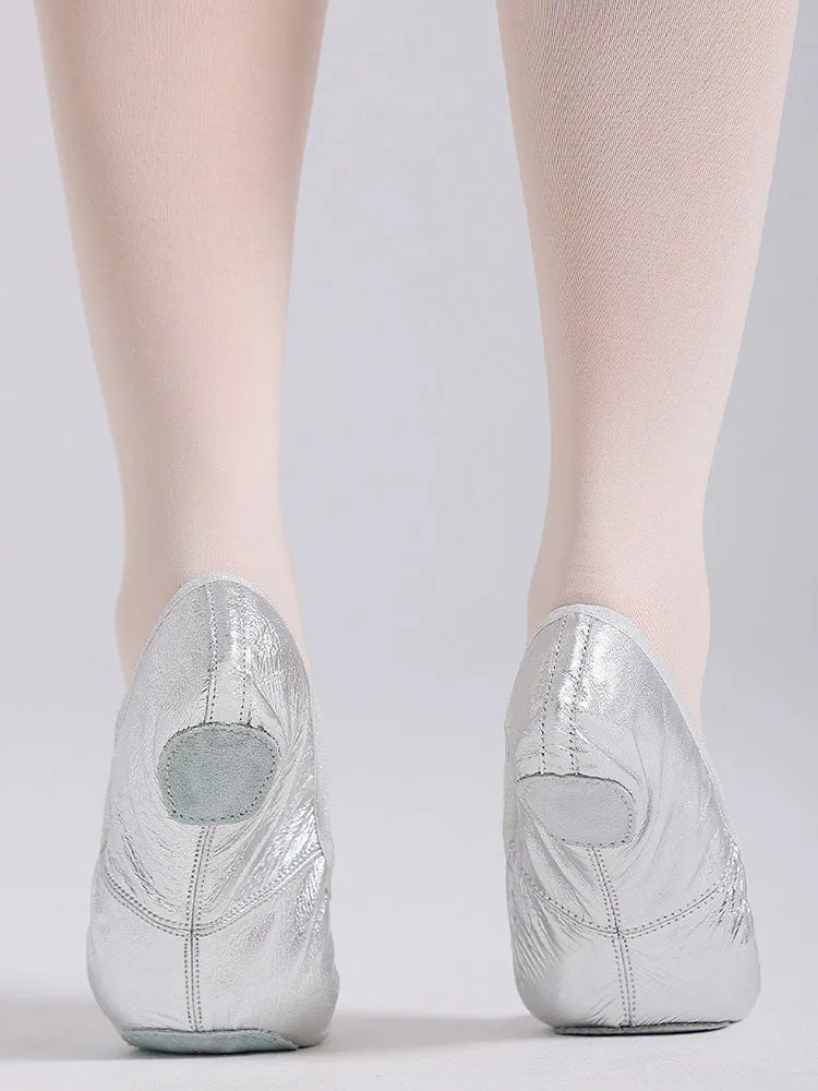 Silver Soft Sole Leather Training Shoes Cat Claw Ballet Shoes